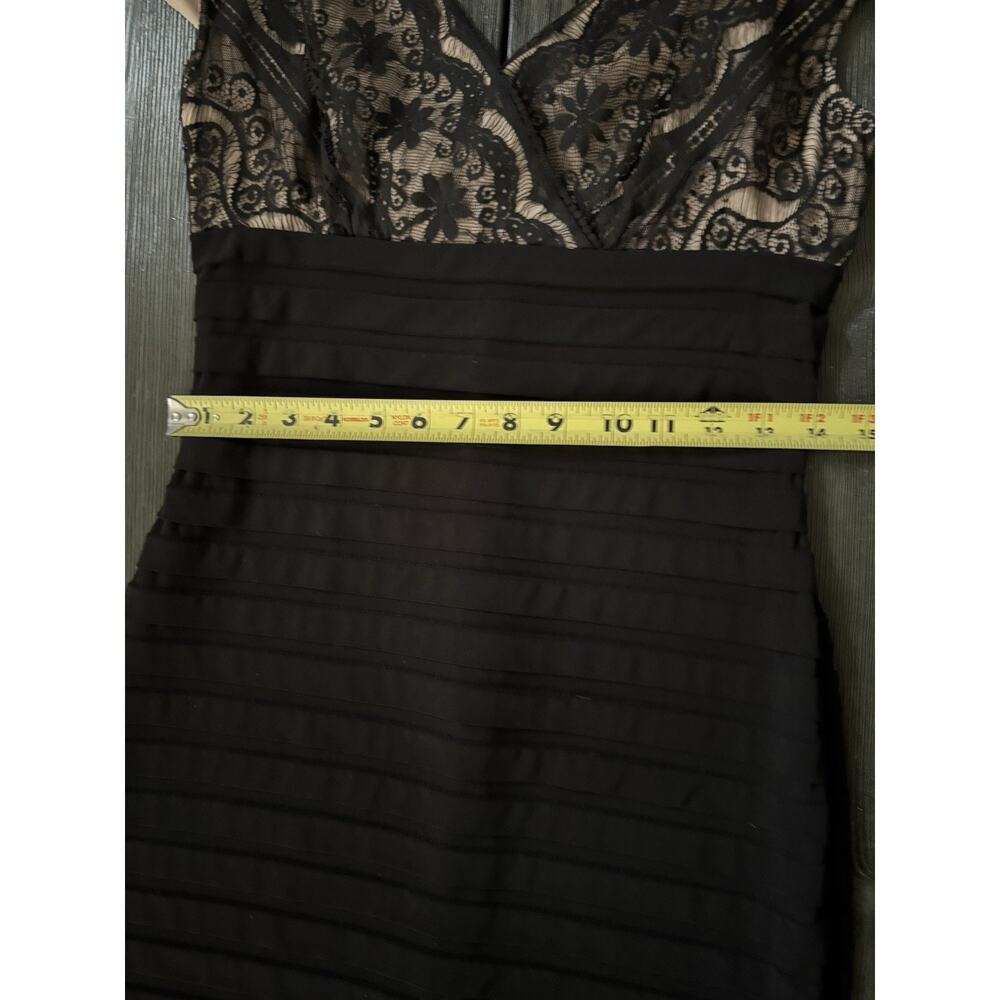Adrianna Papell Midi Dress Size 8 Black Lace Cap Sleeves Cocktail Party Evening - Picture 6 of 14
